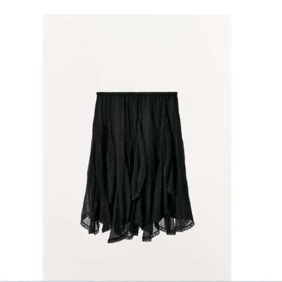 NWT NEVER WORN Zara Ruffle Skirt Black Size M - Picture 1 of 1